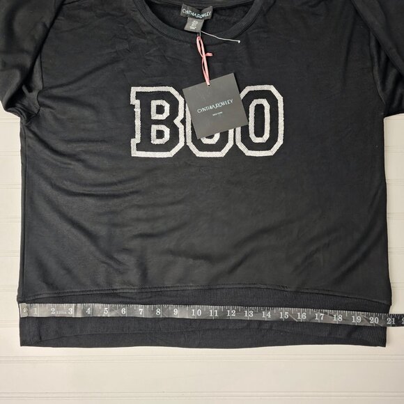 Cynthia Rowley Women's Black Sequin BOO Long Sleeve Rayon Sweatshirt Size S NWT - Picture 13 of 15